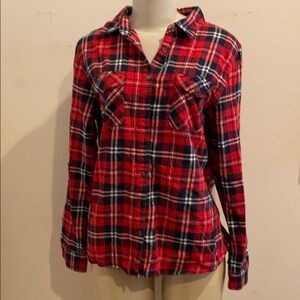 long sleeve farmers plaid checkered Red Shirt size Small